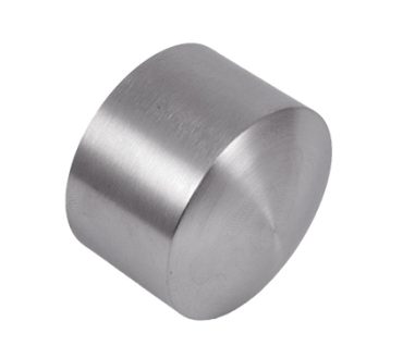 Ändbeslag för träledstång A4 syrafast, välvt (satin) med adapter och skruv