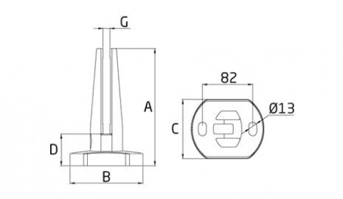 Golvbeslag CC-782 för glasräcke