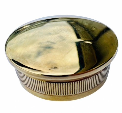 Ändplugg, runt rör, välvd, Satin, Mirror, Mässing